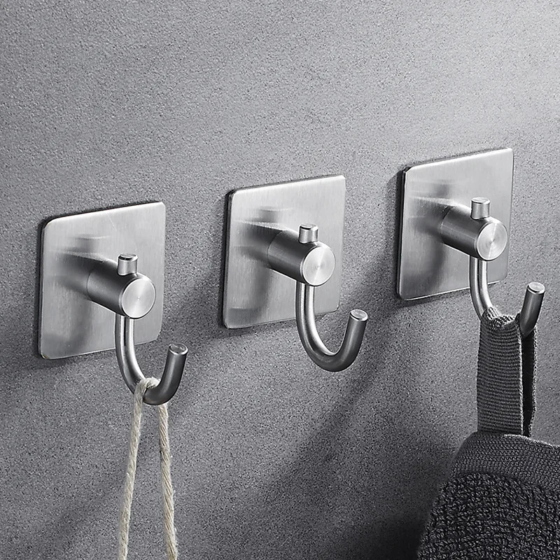 Soporte de fregona de acero inoxidable 304, estante de fregona autoadhesivo, organizador de fregona colgante de pared, gancho multiusos, accesorios