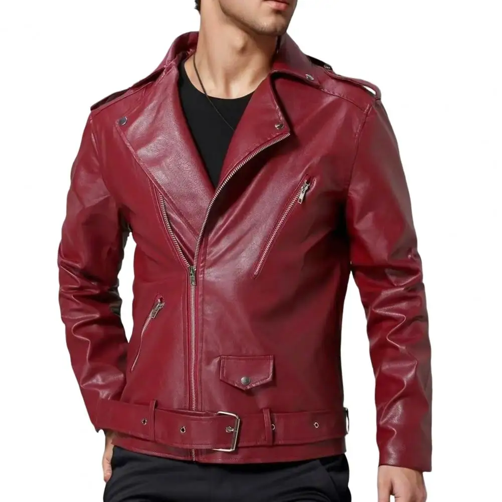 2024 Men Autumn New Causal Vintage Leather Jacket Coat Men Spring Fashion Motor Biker Pocket PU Leather Jacket Men 3XL-M