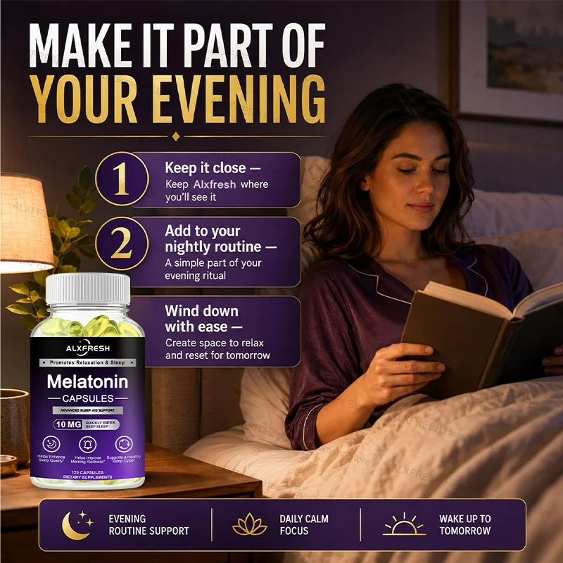 Melatonin 10mg, 100% Non-Toxic Adult Sleep Aid, Help Fall Asleep Faster, Sleep Deep, Enhance Immunity