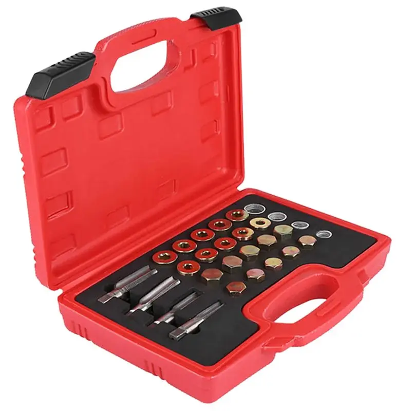AEE6-64Pcs Oil Pan Thread Repair Kit Sump Gearbox Drain Plug Tool Set M115 M17 M20