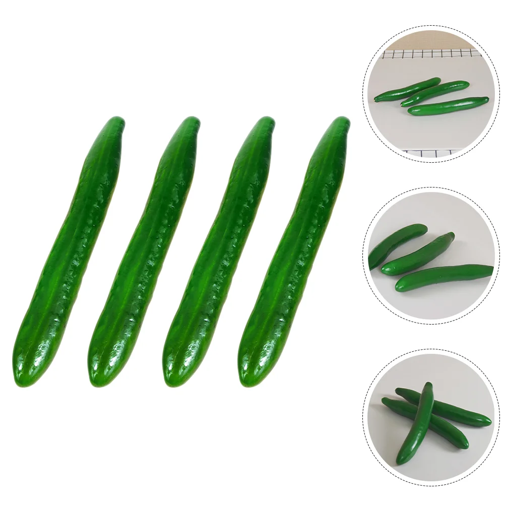 4 Pcs Simulated Vegetable Model Curler Lifelike Cucumber Fake Decoration Fruit Foam Baby Artificial Simulation Green