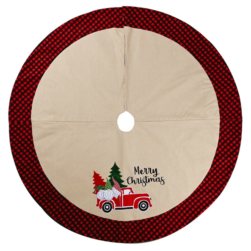 106cm Christmas Tree Skirt Linen Santa Car Ornament Floor Mat Cover Xmas New Year Party Decoration