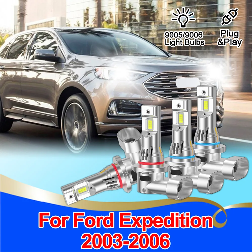 

Для Ford Expedition 2003-2006 9005 HB3 9006 HB4 светодиодные фары комбинированные лампочки 6000K обновление 3570 охлаждающий вентилятор все в одном лампочки