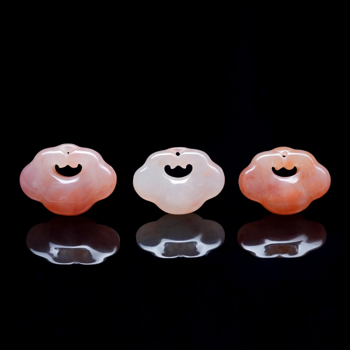 Natural Peach Blossom Jade Auspicious Cloud Lock Pendant Pink Lucky Amulet Charm for DIY Necklace Bracelet Jewelry Making Craft