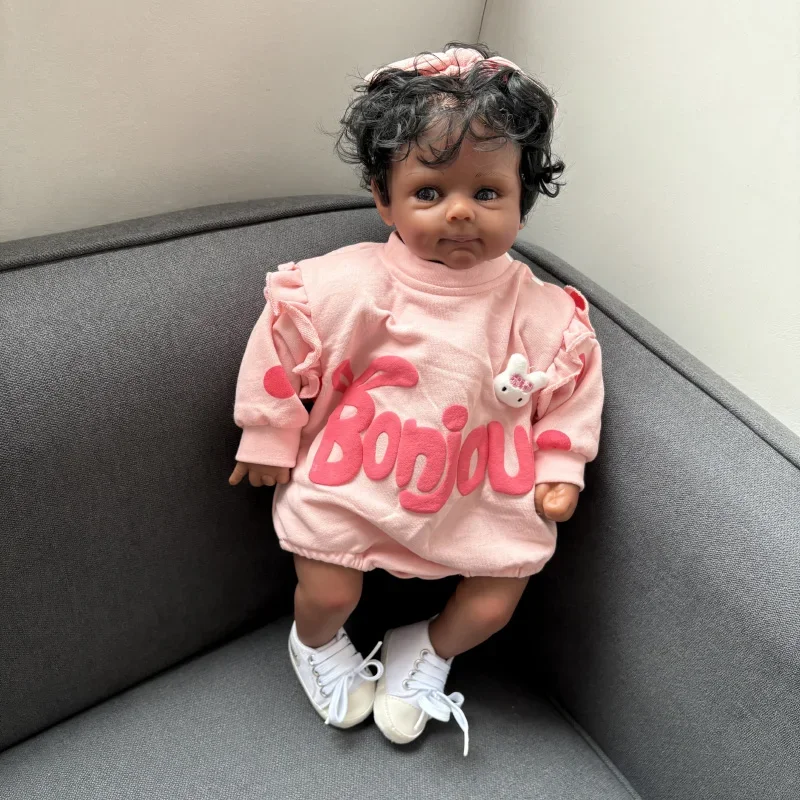 NPK 50 سنتيمتر بيبي دمية تولد من جديد الطفل باللون الأسود فتاة دمية الوليد حجم عالية الجودة تحصيل الفن دمية