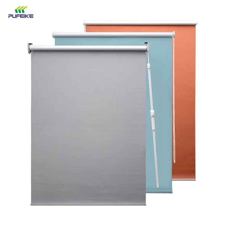 Modern Indoor Smart Blackout Window Shutter Roller Blinds Handle Fabric Material Plain Design