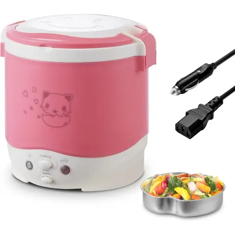 12V Portable Travel Rice Cooker for Car Use with Cooking Heating and Keeping Warm Functions Ideal for Outdoor Adventures Road T