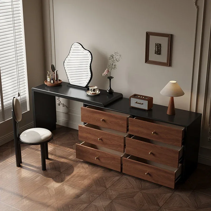 

Medieval style dresser, chest, integrated walnut pattern dressing table, all solid wood dressing table storage