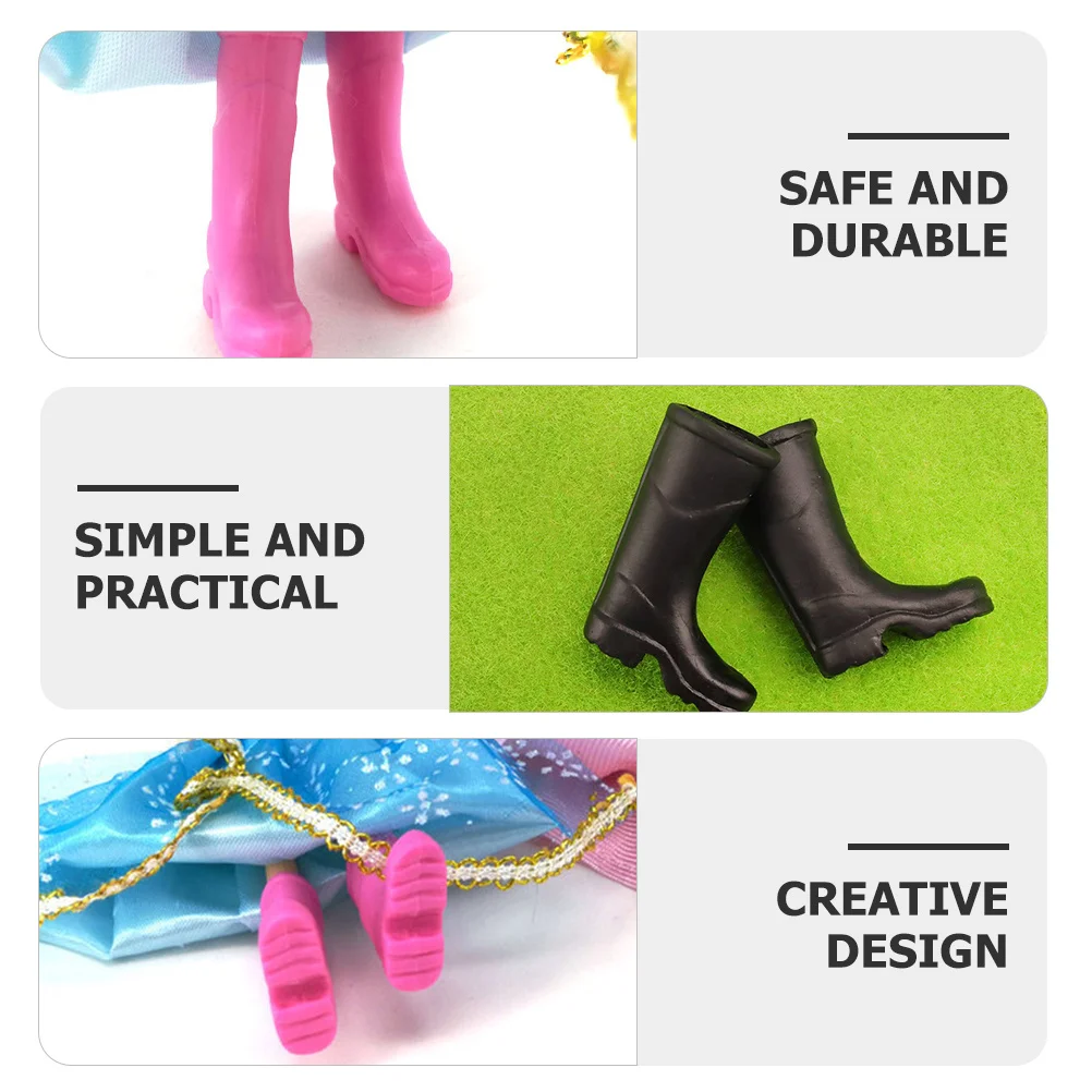 

6Pairs Mini Rain Boots Stylish Tiny House Accessories Small Rain Shoe Decorations Miniature Shoes Decor Mini Scene Adornments