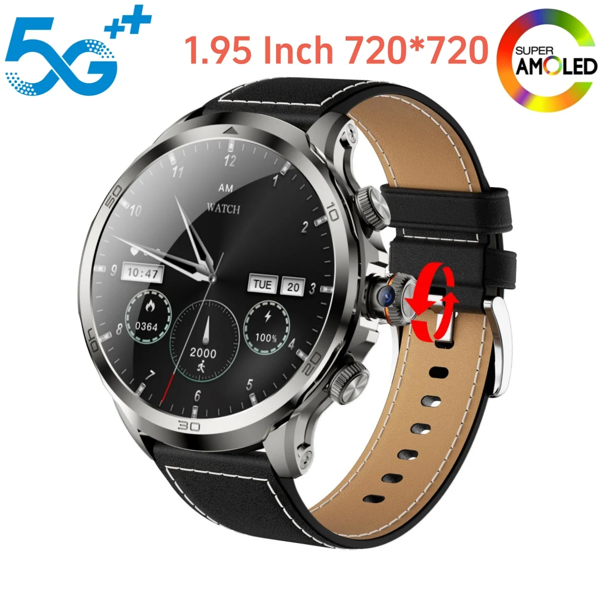 

GOLDENSPIKE GS19 5G LTE Smart Watch 1.95 inch Listening to music Video calls Heart rate Blood pressure GPS Smartwatch Simcard