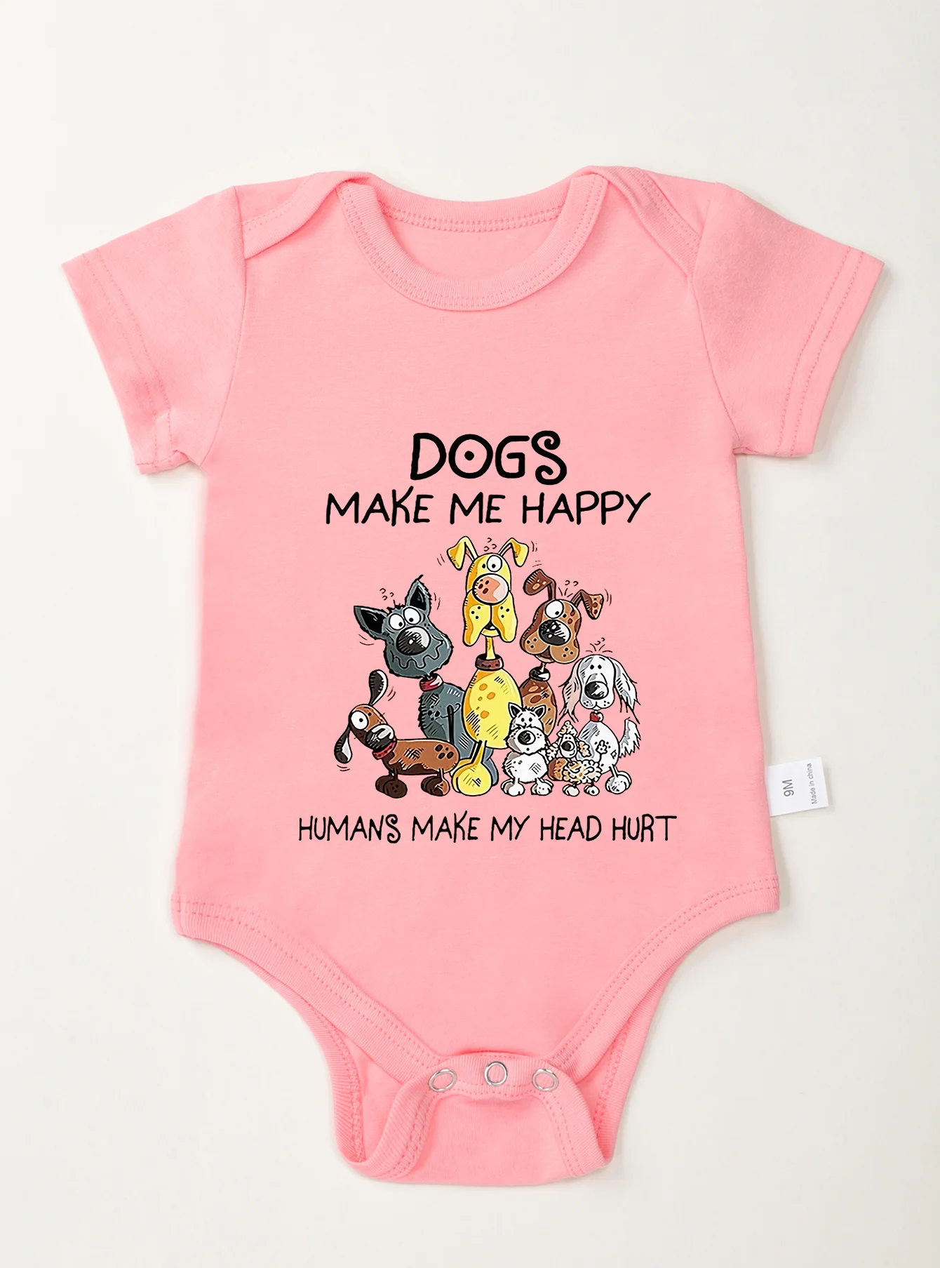 Newborn Toddler Cute Dogs Make Me Happy Printing Bodysuit Clothes Rompers Jumpsuit Baby Girl Boy Dogs Pattern Infant