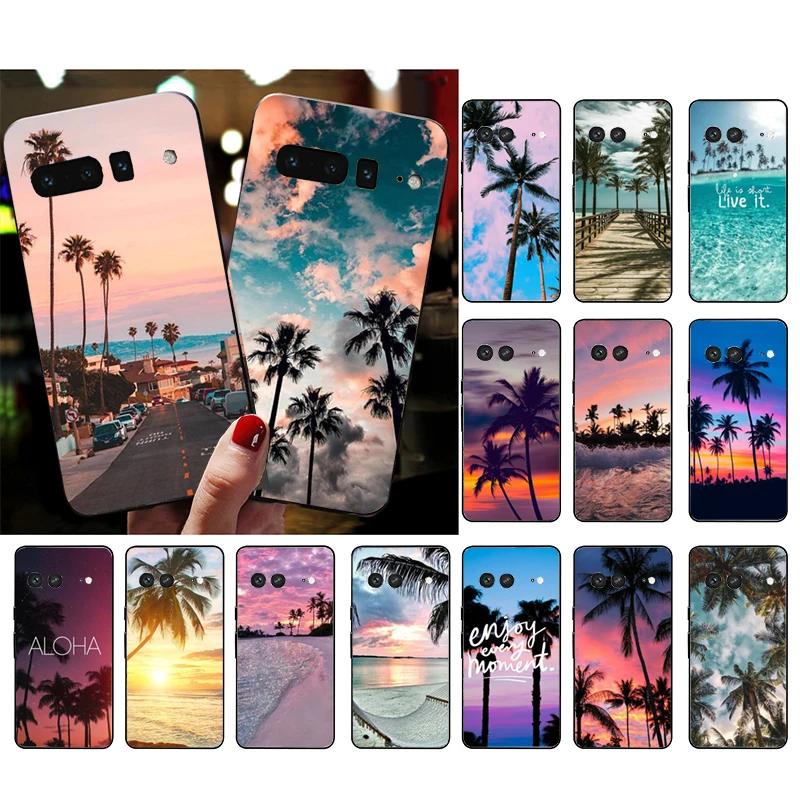 

Phone Case For Google Pixel 10 9 Pro XL 9A 8 7 6 Pro Pixel 8A 7A 6A Pixel 8 7 6 5 Palm Summer Beach Sea