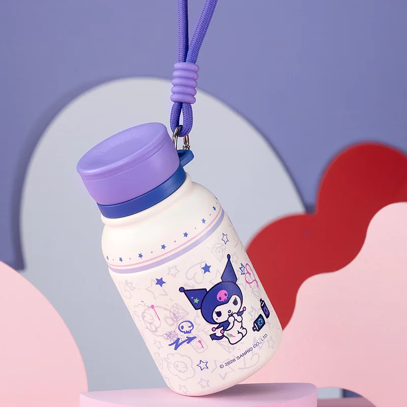 X&W Sanrio 320ml Kawaii Thermos Bottle 316 Stainless Steel Cartoon Insulated Mug Retractable Straw Tea Infuser Travel Water Cup