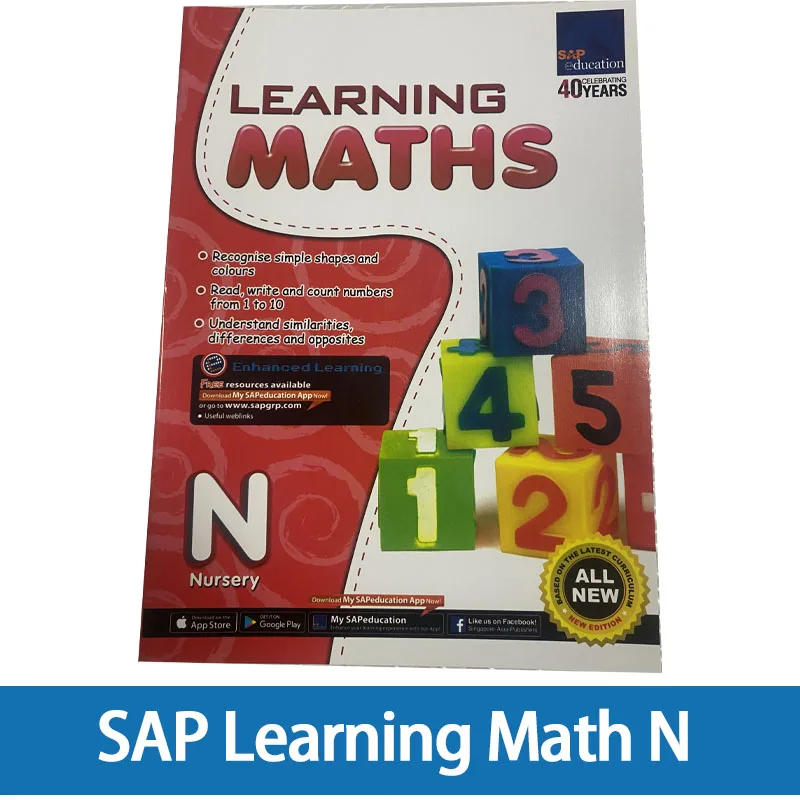 3 Livros SAP Learning Math N K1 K2 Cingapura Matemática Kindergarten Learning Series Inglês Exercise Book