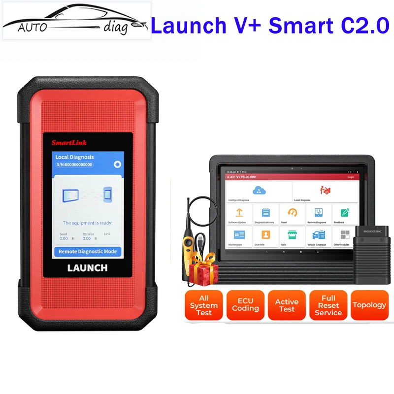 

LAUNCH X431 V+ with Launch X-431 SmartLink C2.0 Diagnostic Tools Car Auto OBD2 Scanner Mechanical Workshop Automotive Diagnost