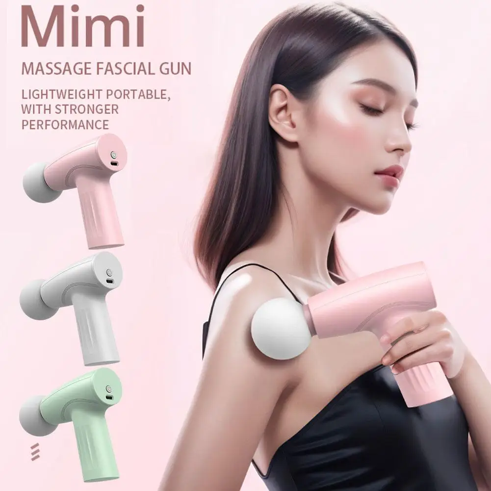 

Portable Mini Fascial Massage Gun Vibration Massage Massager Machine Neck Back Muscle And Relaxation Compression Fitness W1C7
