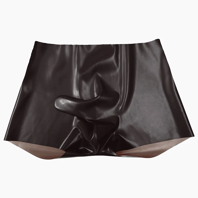 Men Latex Boxer Panties Seamless Invisible Tight Underwear Bullet Separation Elephant Nose Trunks Translucent Safety Knickers