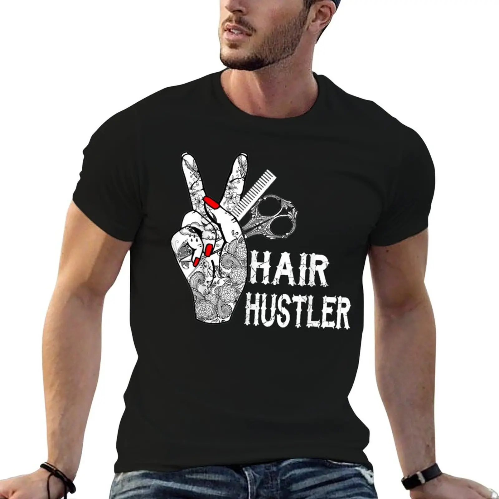 

Hairstylist Hairdresser Hair Hustler Tattoos Cool T-Shirt t shirts cotton 100% t shirts for man graphic tees T-Shirt