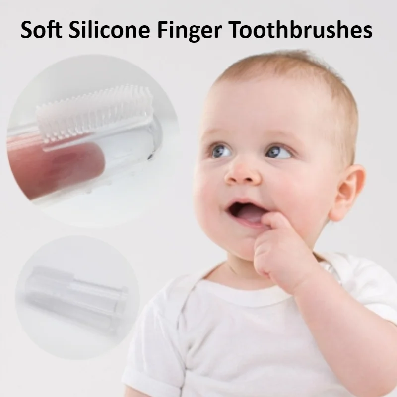 

Силиконовая зубная щетка с мягкой щетиной для пальцев, нежный уход за полостью рта для младенцев, дизайн рукава для большого пальца, эффективное удаление языка и мха