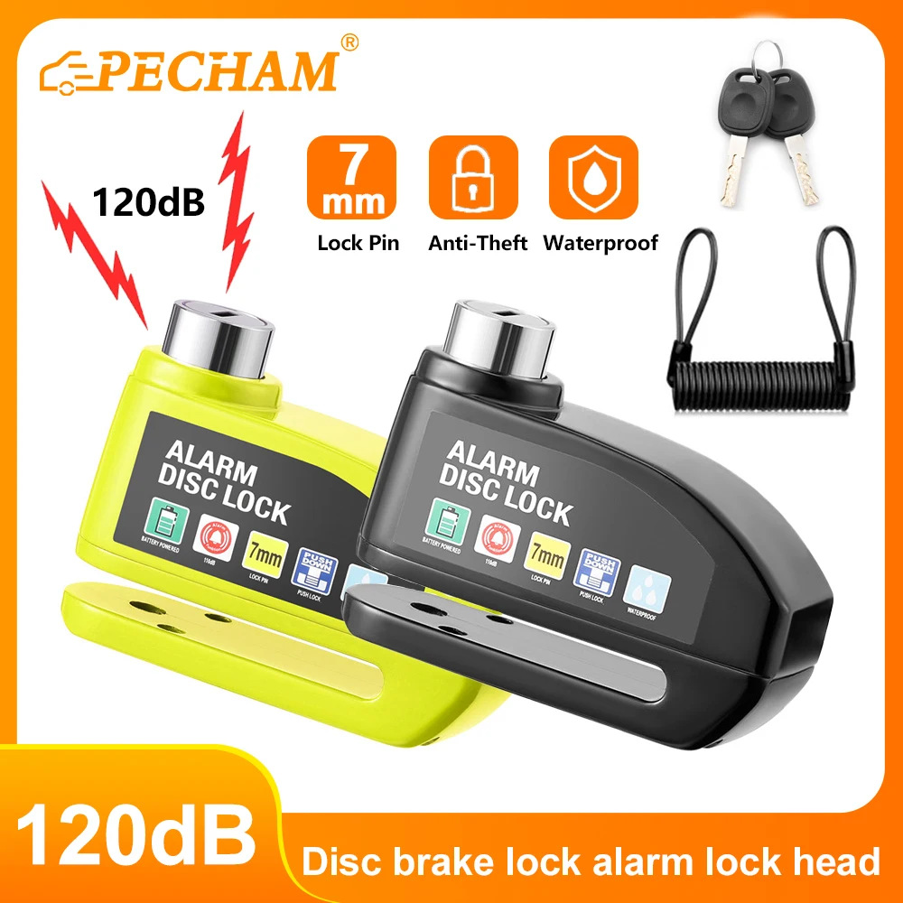 Motorcycle Alarm Disc Brake Lock Security Moto Wheel Disk Padlock Waterproof 120dB Loud Anti Theft Alarma Motorcycle Disc Lock