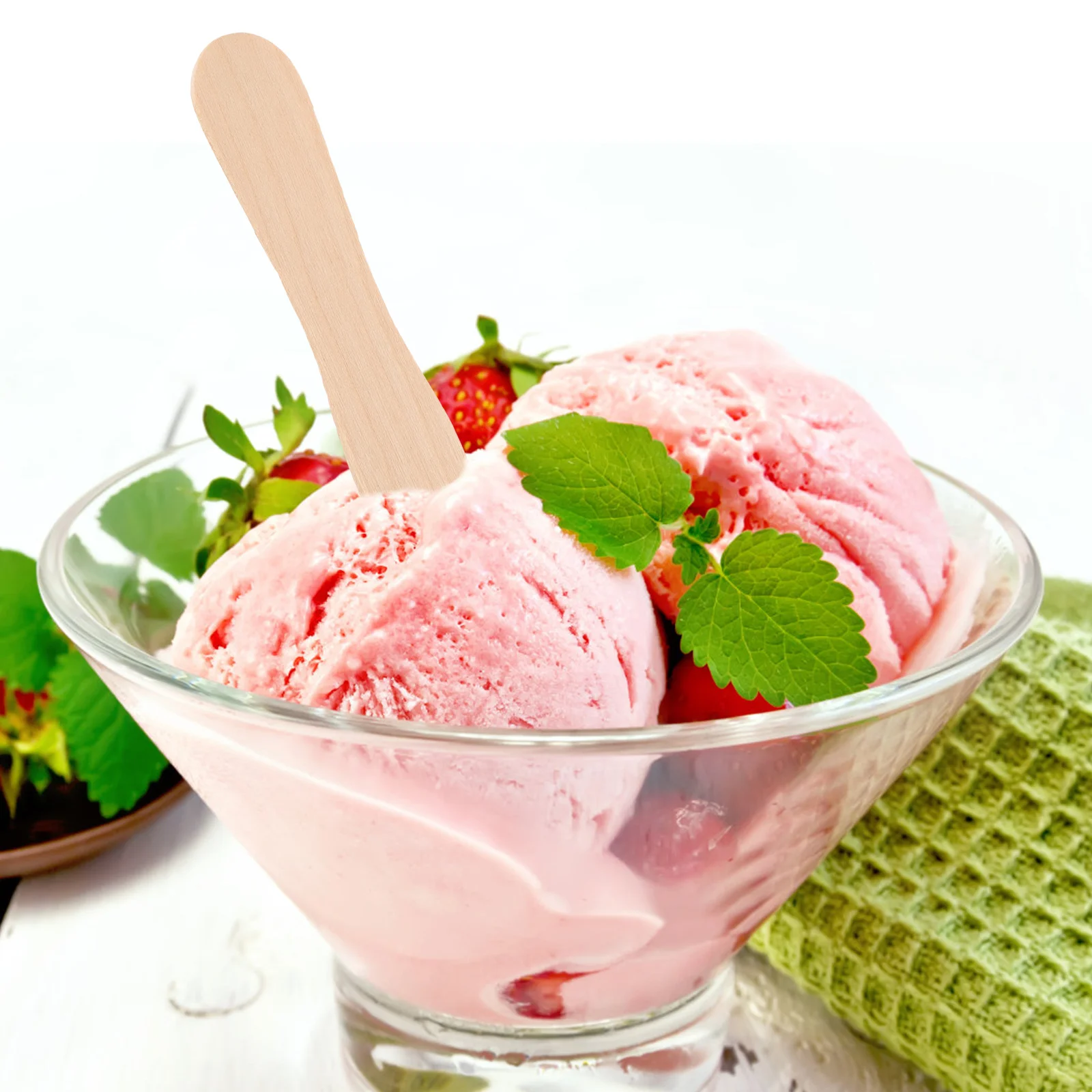 

100pcs Wooden Ice Cream Spoons Eco Friendly Dessert Tasting Natural Wood Material High Quality Strong Mini Spoons