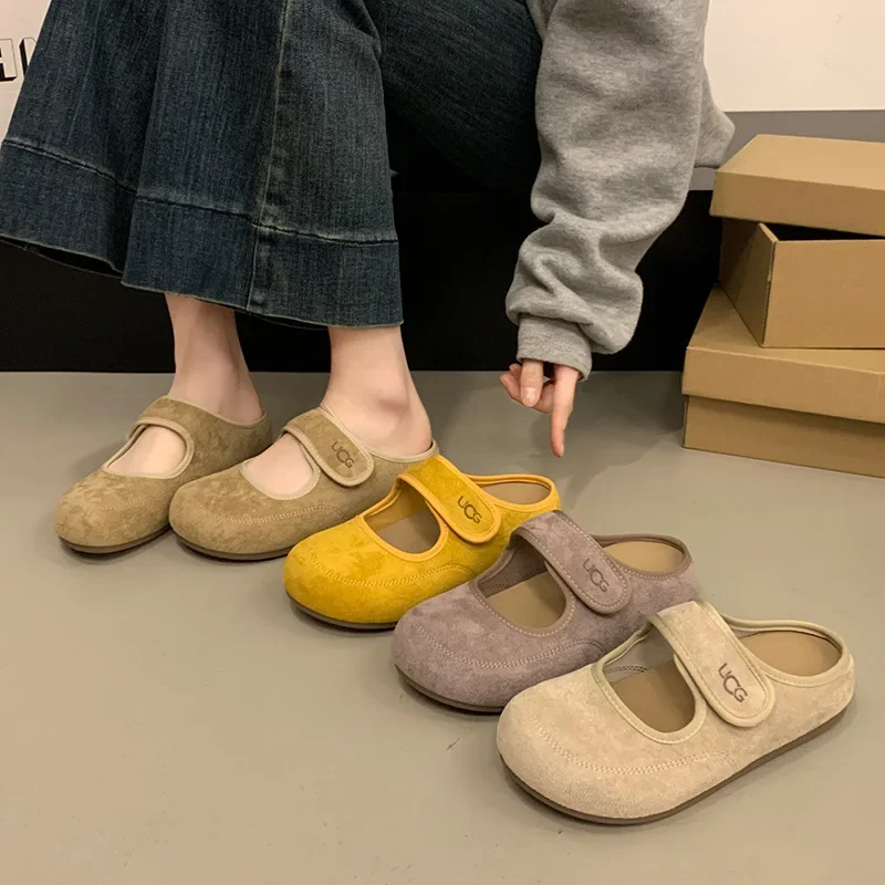 Retro Magic Stick Bean Shoes Women's Flat Bottom Mary Janes Embroidered round Head Buckle Shoes Comfortable Rubber Upgraded 2026