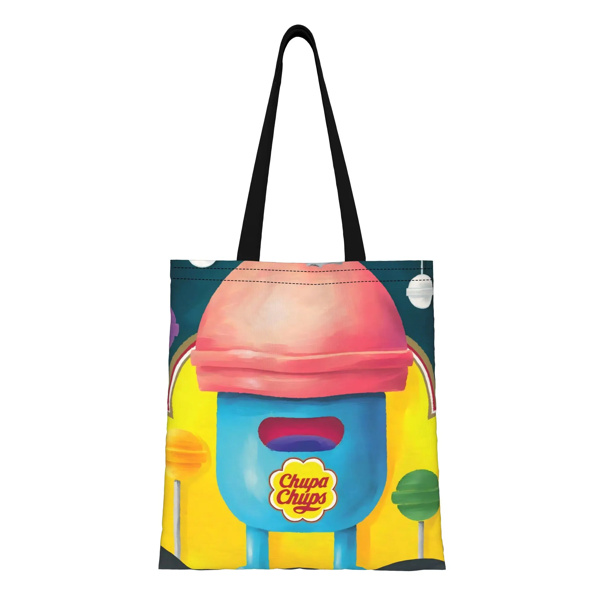 

FUN 10 Chupa Chups Canvas Tote Bag Perfect for Travel Women's Top-Handle Bags