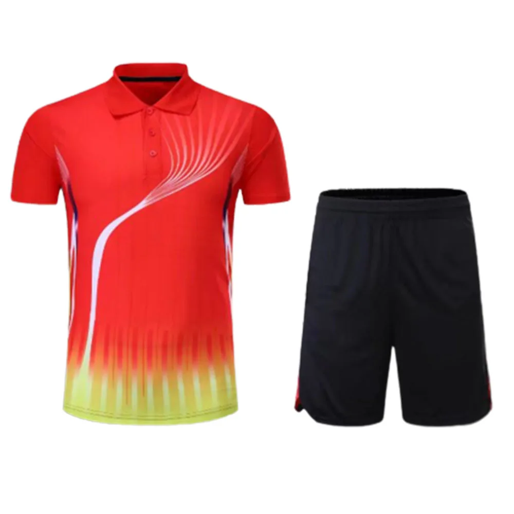 Polo Men Table Tennis Jersey Clothes Sets Quick Dry Turn Down Collar Short Sleeve Training Tennis Badminton Shirt Short Suit