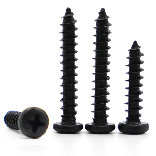 Imagen 2 del producto M1 M1.2 M1.4 M1.7 M2 M2.6 M3 M3.5 M4 Acero negro pequeño Phillips plano avellanado Cruz redonda cabeza plana tornillo autorroscante para madera