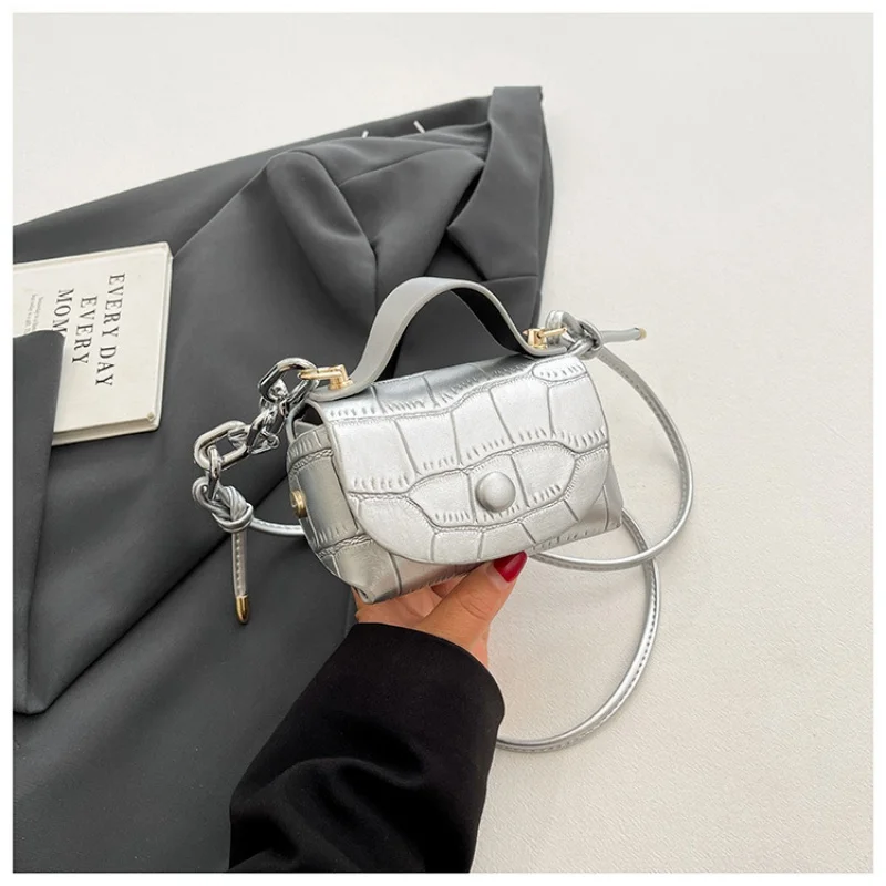 

Новая мини-сумка 2026 года с крокодиловым узором, модная женская сумка через плечо на цепочке