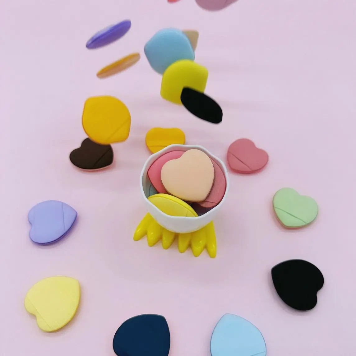 Customized logo Love fingertip thumb finger air cushion mini powder puff facial concealer loose powder setting makeup dry andwet