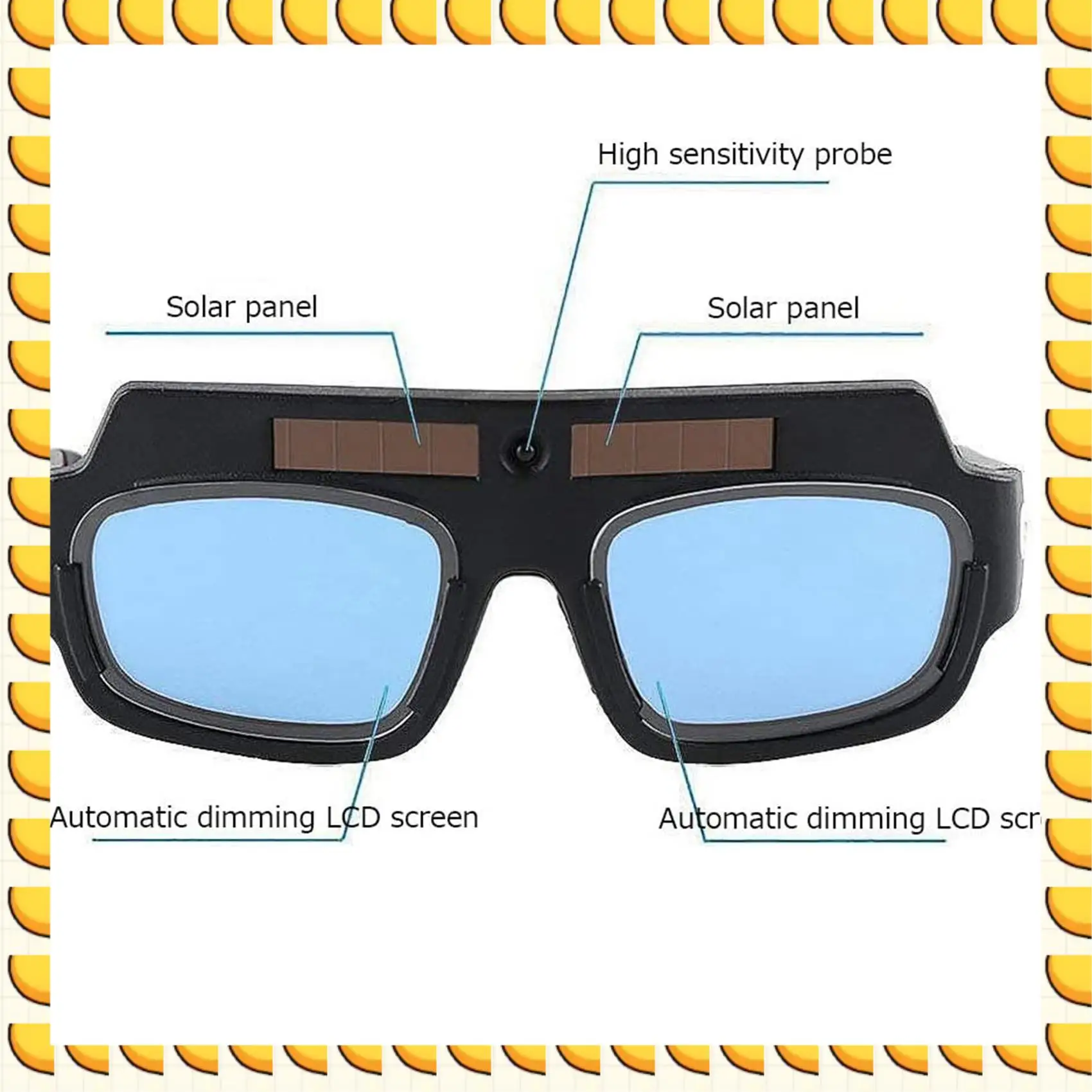 

BAAU 3X автоматически затемняющая сварочная маска на солнечной энергии, очки для шлема, очки сварщика, дуговые противоударные линзы с футляром для хранения