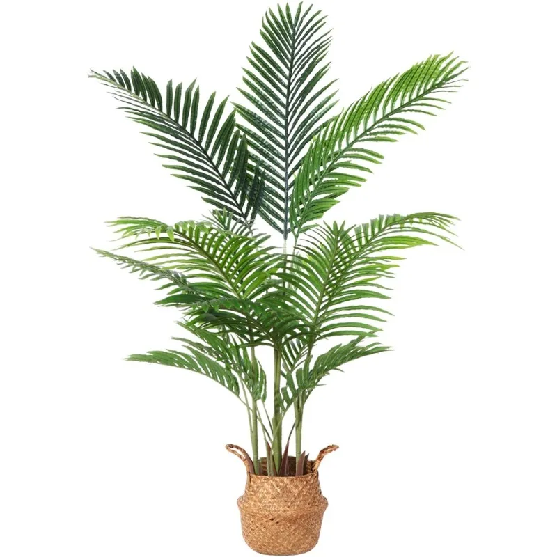 Imagem -06 - Palmeiras Areca Artificiais Dipsis Falso Lutescens Árvore 15 Troncos no Vaso Tecido Cesta de Barriga de Ervas Marinhas Perfeito Faux Plant