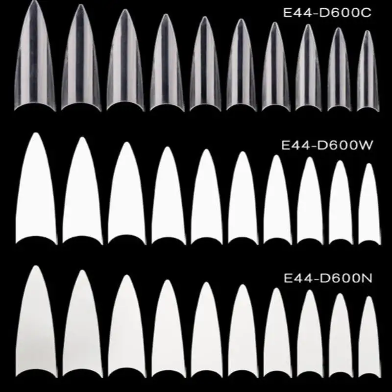 

600pcs Stiletto French Half Cover Press On False Nails Acrylic Gel Tips For DIY Nail Extension Manicure Supplies