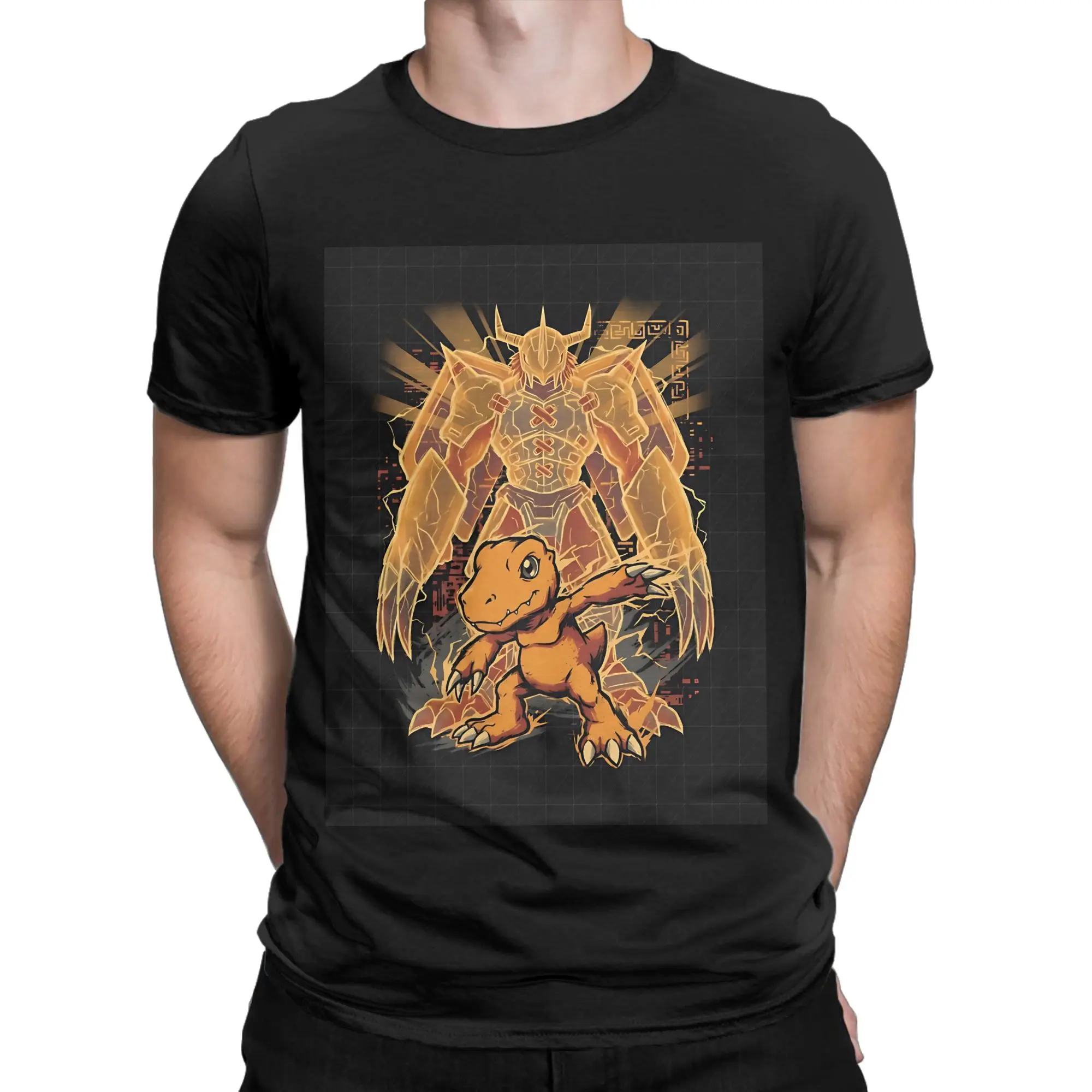 Classic Line Agumon to WarGreymon Graphic 100% Cotton T-Shirt D-Digimon Tees Tops For Men