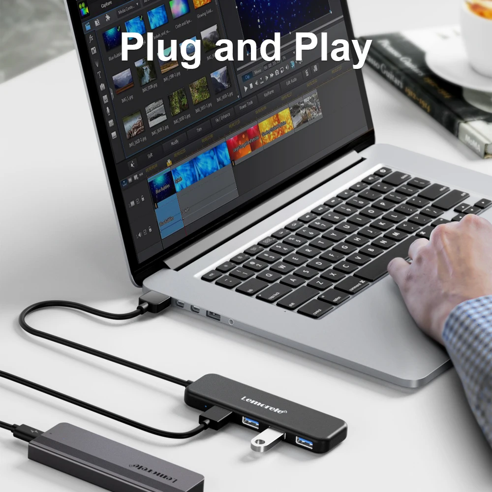 Lemorele-HUB USB 3,0, adaptador OTG de 4 puertos tipo A, transmisión de datos de alta velocidad para ordenador portátil, accesorios de computadora