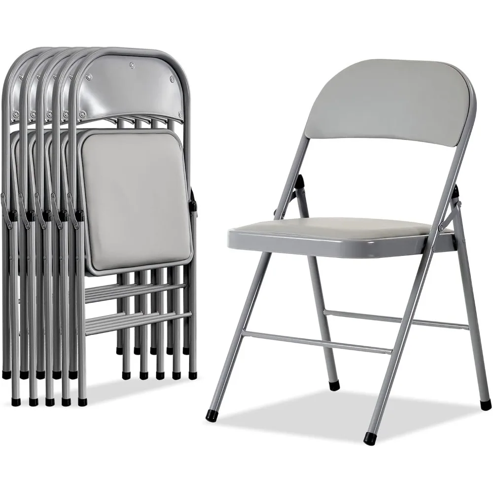 

6 Pack Folding Chairs with Padded Seats for Outdoor & Indoor, Portable Stackable Commercial Seat with Steel Frame