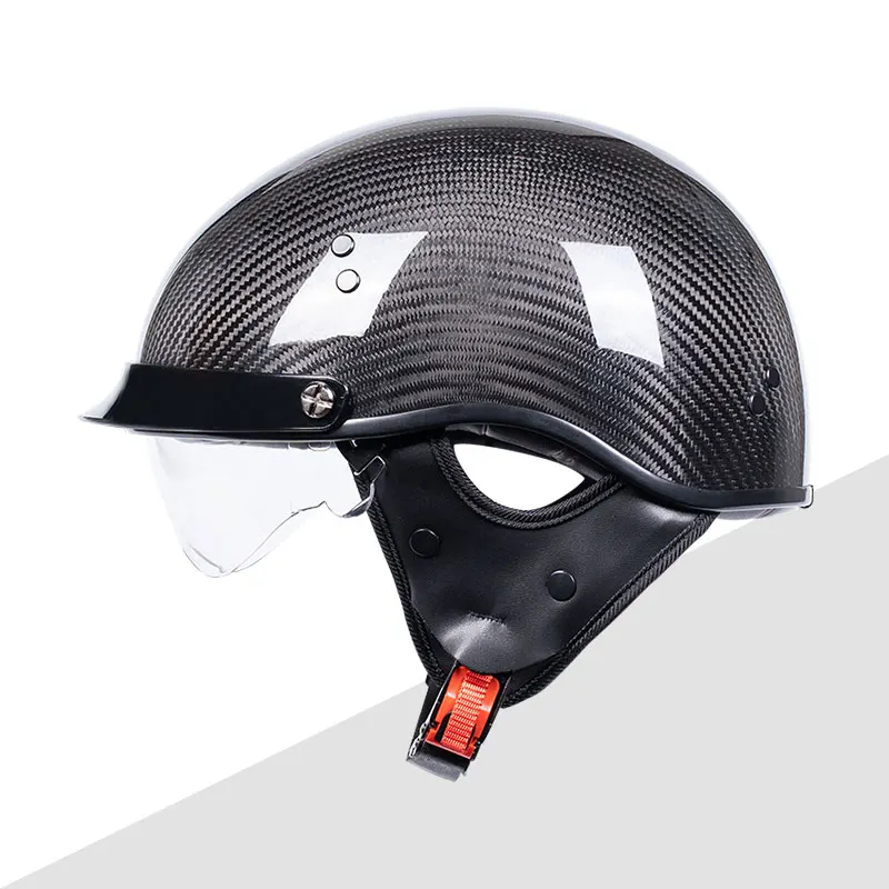 

3k DOT Approved Bright Black Classic Half Face Racing High Quality Carbon Fiber Helmet Casque Casco Para Motocicleta Certificado