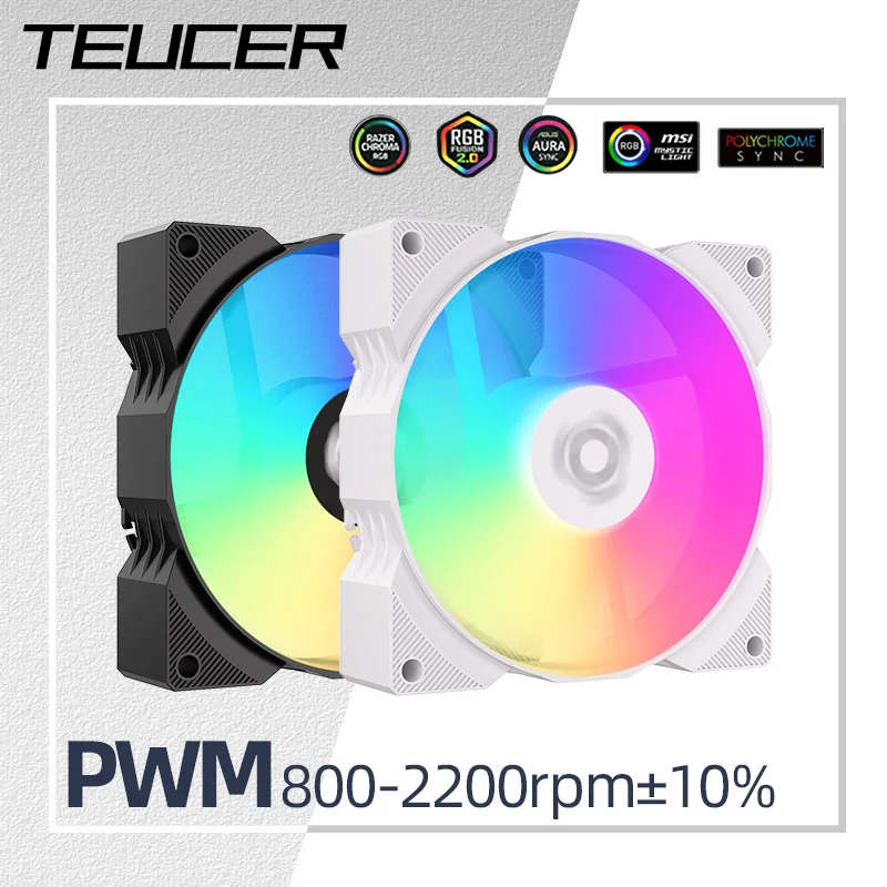 

Teucer T9025 92X92X25 мм Вентилятор охлаждения корпуса компьютера 12 В 4-контактный ШИМ 800-2200 об/мин 5 В 3-контактный ARGB 9 см Гидравлические подшипники Вентилятор