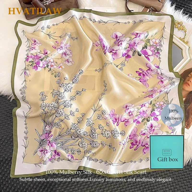 

Summer 100% Pure Silk Scarf Women Mulberry Silk Square Scarves Vacation Sun Protection Shawl Travel Wrap Breathable Scarf Hijab