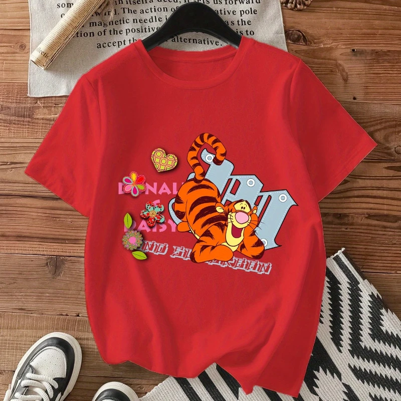 

Женская футболка с принтом «Маленький тигр» в стиле Дисней — дышащий топ с круглым вырезом и короткими рукавами для весенней, летней и осенней одежды