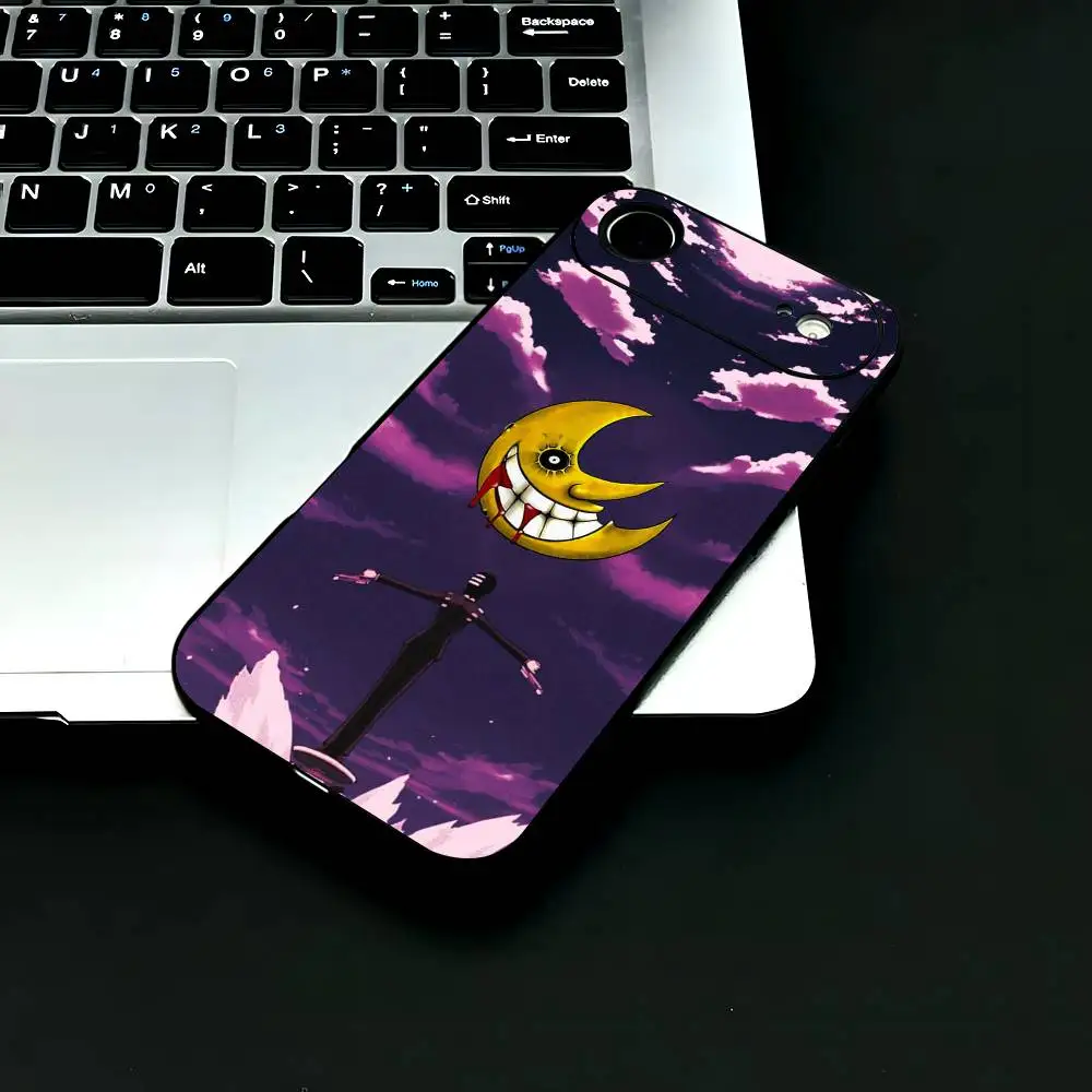 أنيمي S-الروح الآكل حالة الهاتف أزياء الأسود متجمد TPU حالة الهاتف لفون 12-17. تصميم مطلي بالرش بالأشعة فوق البنفسجية، مضاد للسقوط يوميًا