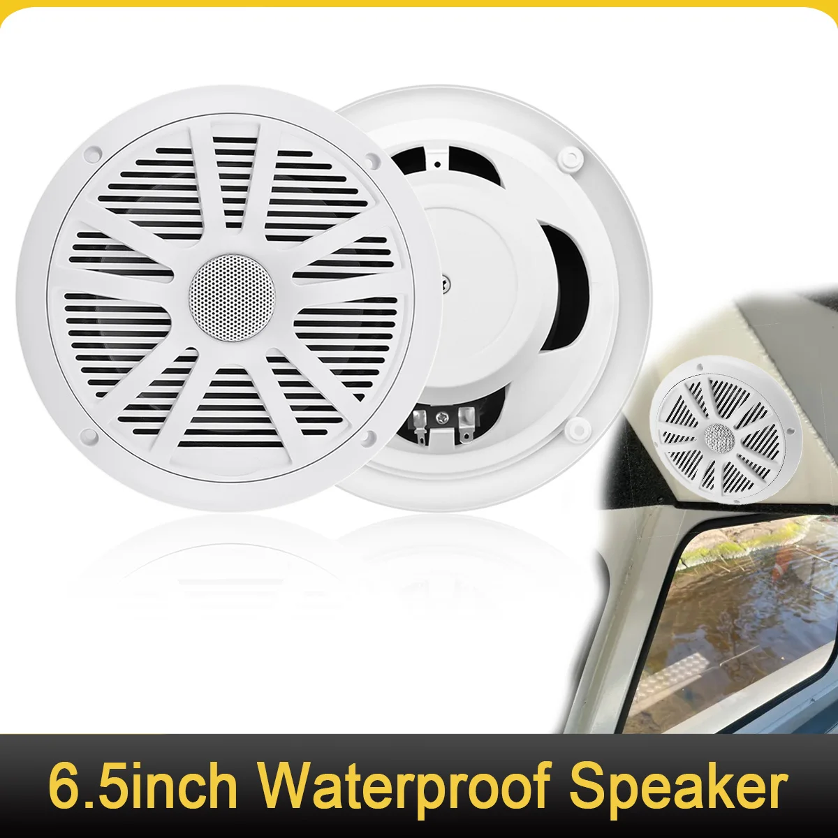 

6.5 Inch Marine Speaker Waterproof Weather Resistant Stereo Boat Speakers for Yachts Golf cart ATV UTV Ship Sauna