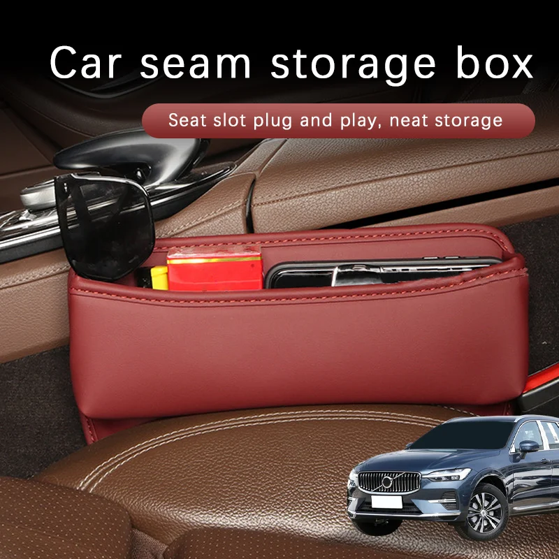 Car Seat Gap Storage Box Driver Front Auto Seat Gap Filler Organizer Wallet Keys Card Storage Box For Volvo XC60