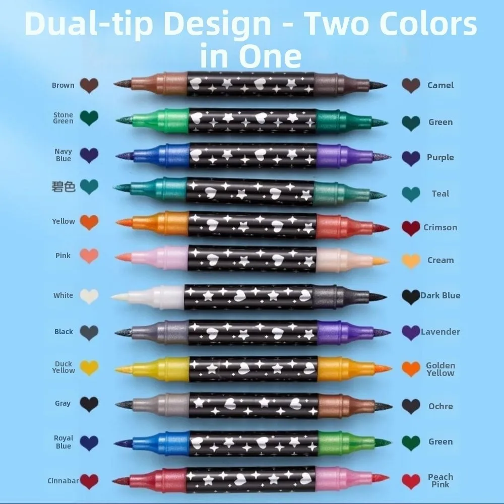 24/48/72/96 Colors Double-Ended Glitter Pens Colorful Quickly Dry Watercolor Pen Soft Tip Glue-Like Ink Acrylic Marker Pen DIY