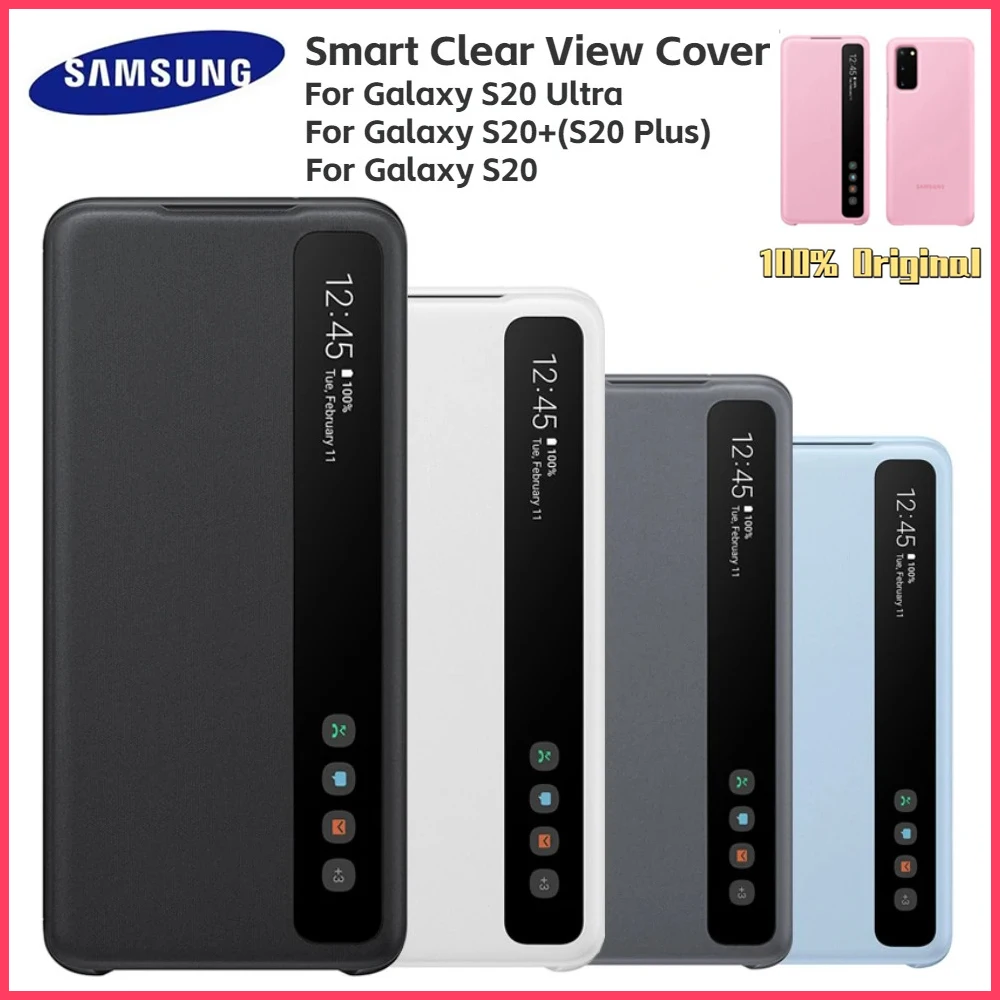 Original SAMSUNG Mirror Clear S-View Cover Phone Case For Samsung Galaxy S20 S20+ S20Ultra S20 Ultra Smart Clamshell Cover