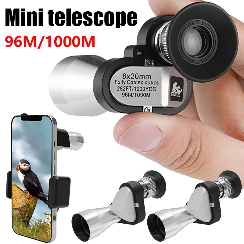 Tactical Mini Monocular Telescope HD Night Waterproof Pocket Telescope Military Zoom 8x20 Monocular Outdoor Scope for Travel