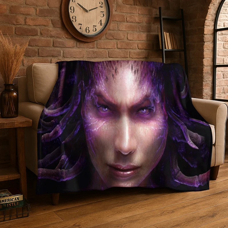 retro StarCraft Game Gamer cartoon Flannel Blanket Soft Warm Throw Blanket for Bedroom Living Room Bed Travel Camping Picnic