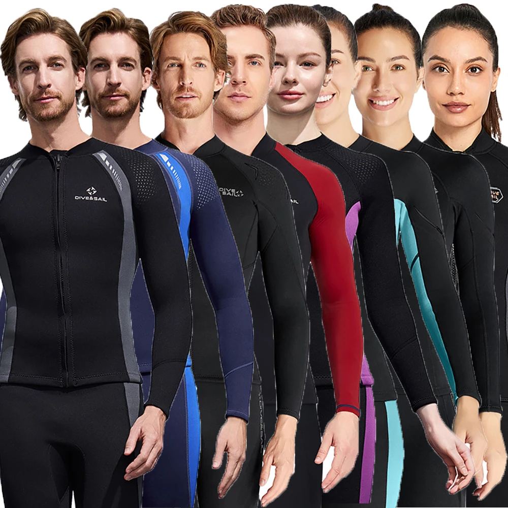 

Men Women 1.5/2/3MM Neoprene Wetsuit Tops Long Sleeve Split Diving Warm Jacket Swimming Scuba Diving Snorkeling Surf Wet Suits