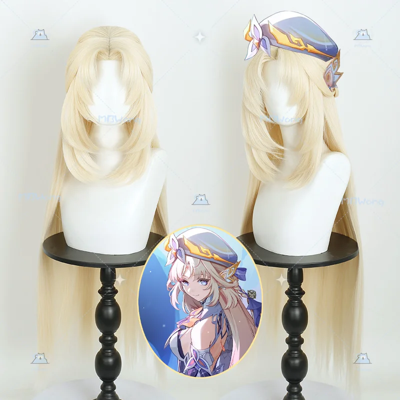 니콜 리인 코스프레 가발 게임 Genshin Impact Codename N 코스프레 할로윈 파티를위한 황금 긴 머리 성인 여성 남성